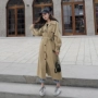 Áo gió siêu dài bùng nổ nữ 19 tuổi mùa thu mới của phụ nữ dài trên áo khoác đầu gối Hồng Kông phong cách lỏng áo thường - Trench Coat áo khoác nữ form rộng