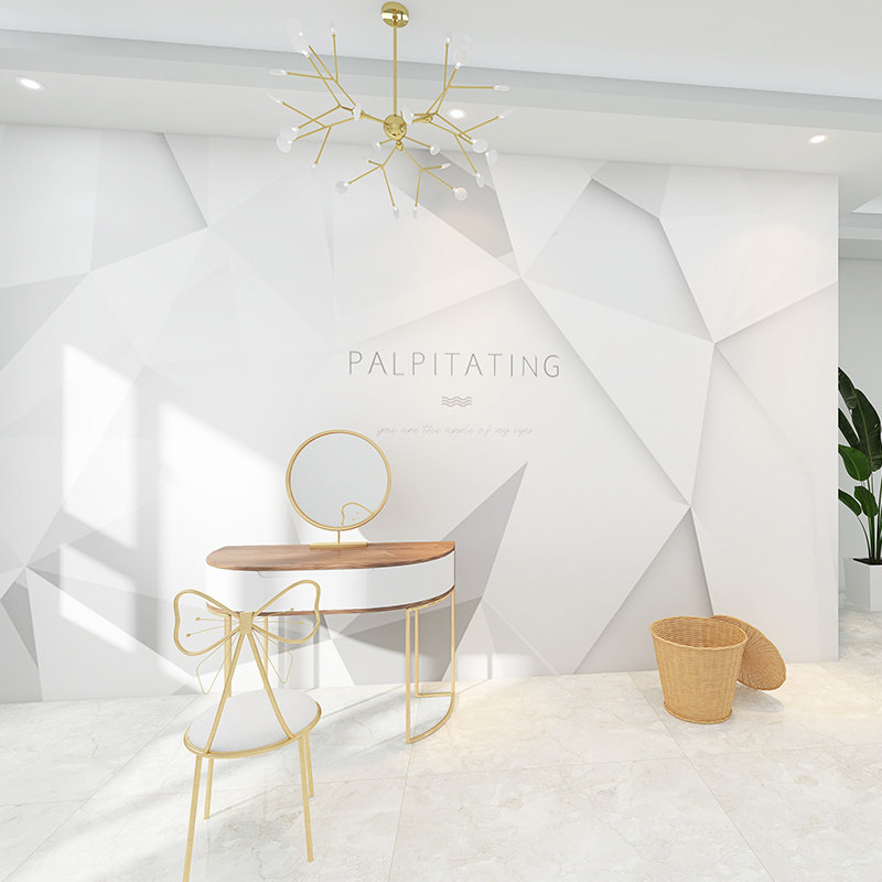 3d立体凹凸几何图形墙纸科技感办公室前台logo墙壁纸直播美容院