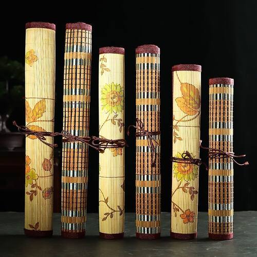 竹子印花卷轴式文房四宝笔帘