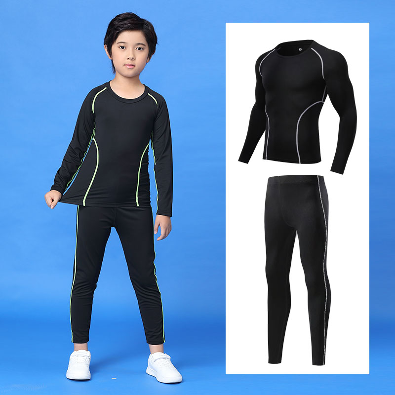 秋冬儿童紧身衣训练服套装男童女孩健身速干跑步篮球打底运动服潮