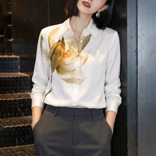 春夏扎染印花衬衫 轻奢洋气减龄宽松显瘦气质通勤上衣0319z 女新款