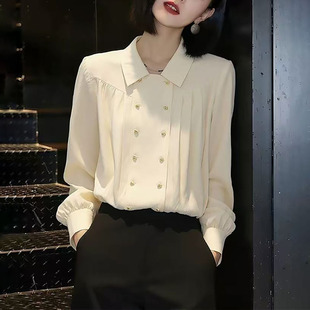 春夏翻领衬衫 洋气减龄宽松显瘦气质通勤衬衣上衣0325z 女2026新款