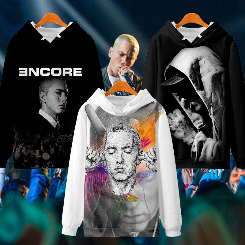 EMINEM埃米纳姆欧美嘻哈说唱之神姆爷连帽卫衣3D图案衣服外套秋冬