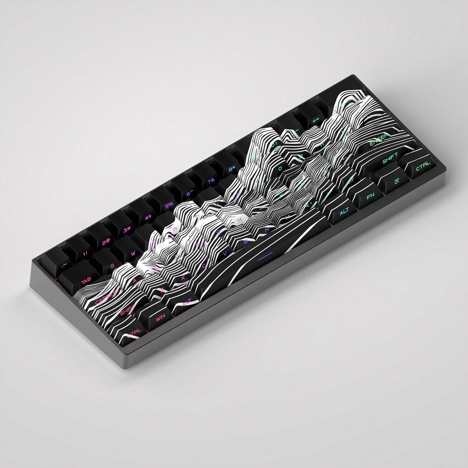 高山主题键帽创意侧刻透光PBT适配wooting小蜜蜂made68前行者x87