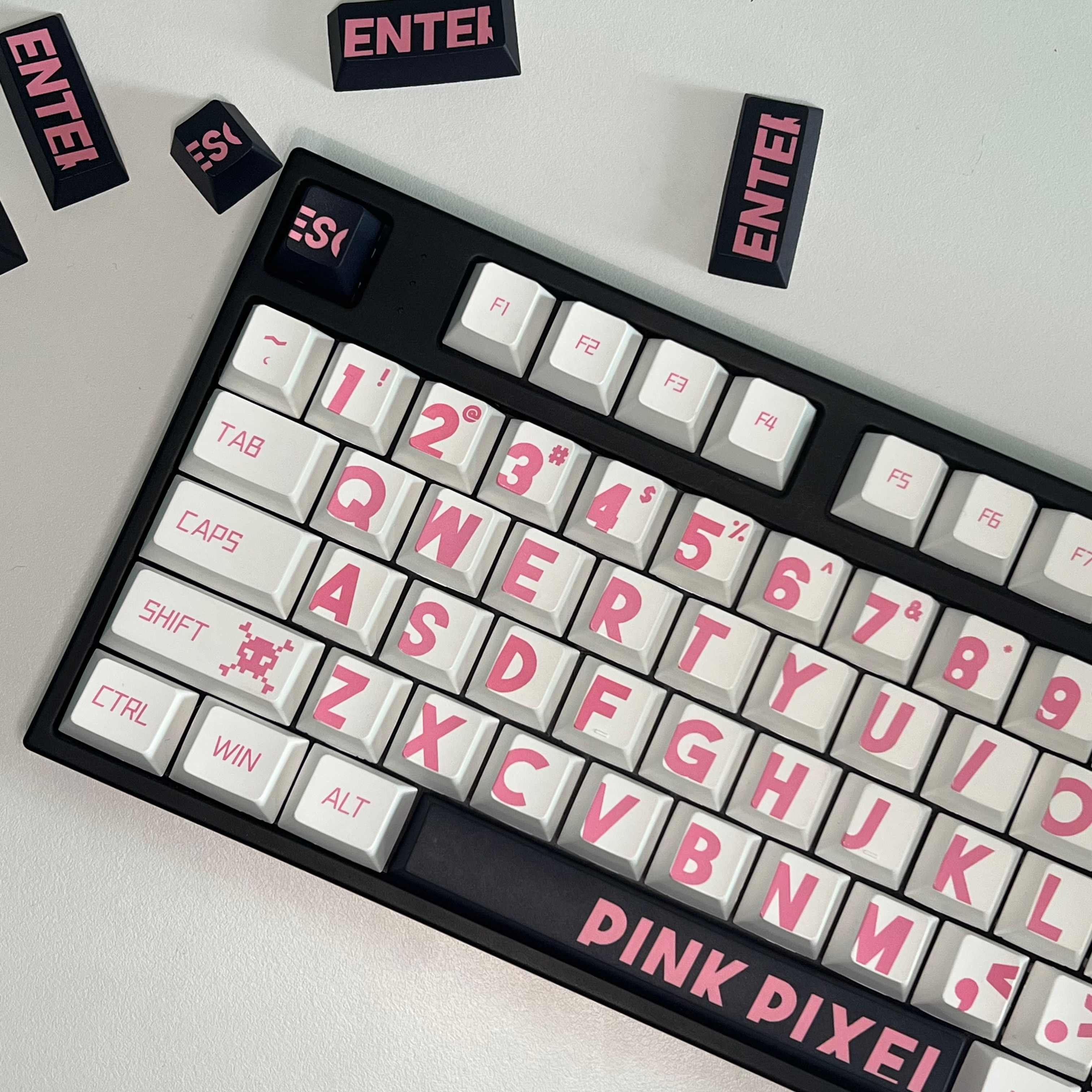 粉色大字键帽个性PBT适配made68迈从Ace60前行者X87艾石头ND63EZ