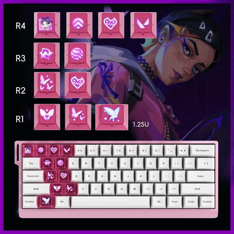 无畏契约技能键帽透明PC增补键适配迈从Ace68狼蛛F87 EZ63 made68