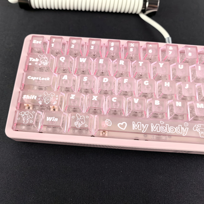 美乐蒂粉色雾透光键帽适配ATKRS6小蜜蜂made68迈从Ace68/G87 EZ63