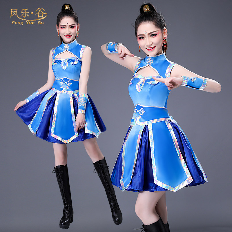 开场歌舞女团舞蹈服演出女青春现代舞表演舞台蓝色打鼓服演出服装