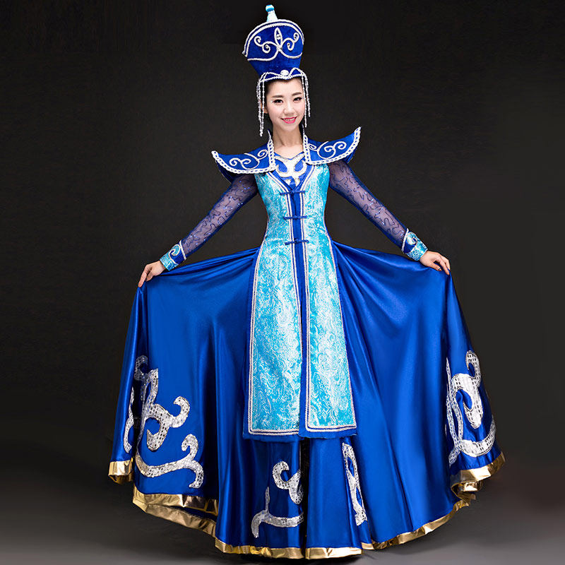 民族舞服装女演出服成人大气个性夏季新款修身优雅蒙古舞演出服装