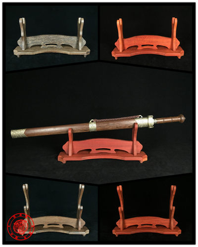 包邮 红木刀架鸡翅木剑架单层双层剑座高低武士剑托底座摆件架子