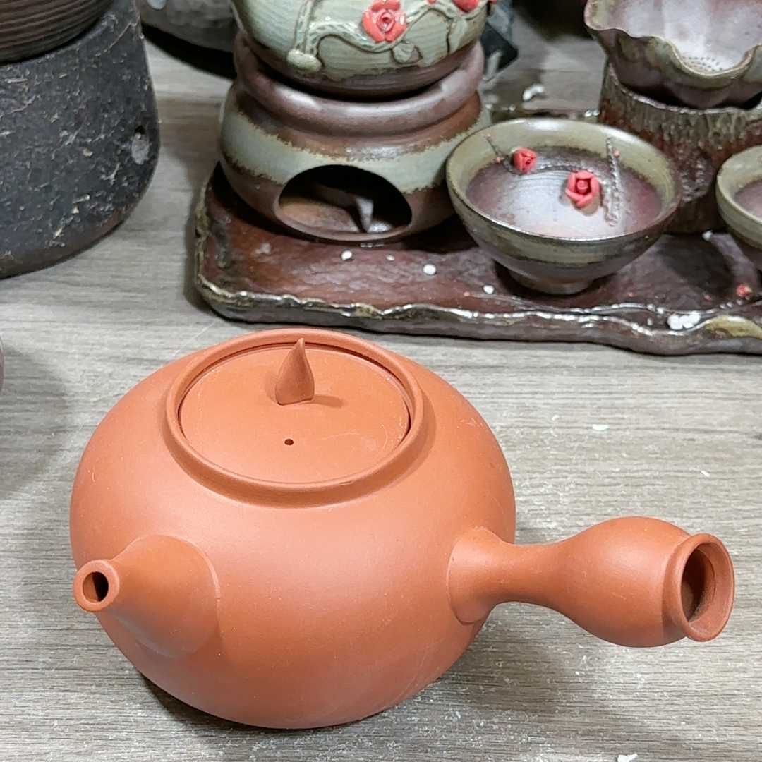 朱泥侧把壶600毫升可以明火