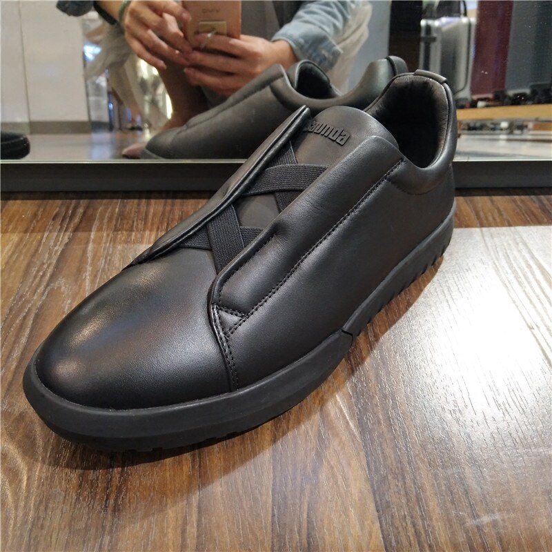 le saunda莱尔斯丹男鞋 2017秋冬新款时尚交叉松紧带男士休闲皮鞋