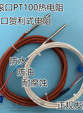 WZP-035铂热电阻 双滚口防水PT100探头 四氟线硅胶线 进口贺利式