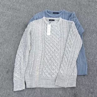 日单纯原原单套头麻花男款针织毛衣长袖纯色显瘦