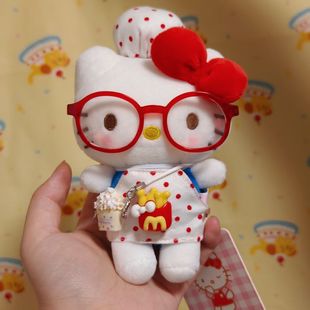 麦当当kitty卡通红色眼镜围裙挂件公仔书包玩偶毛绒挂饰钥匙扣女