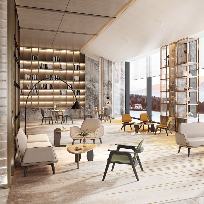 商用休闲沙发商务会客接待洽谈咖啡厅图书馆休息区三人位直排沙发