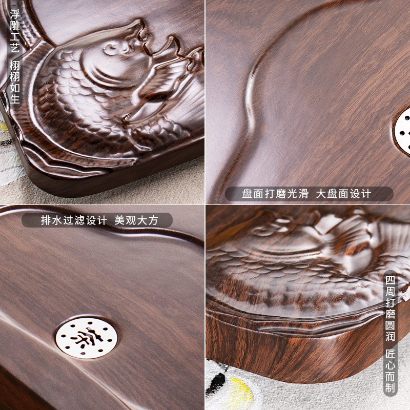 实木小茶盘家用带排水小型托z盘简约竹制一人用茶海台储水干泡