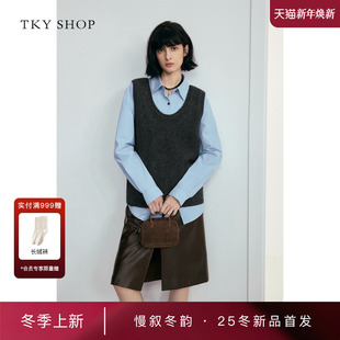 SHOP大U领毛背心2025冬新款 TKY 针织背心10I1MA00H141 商场同款
