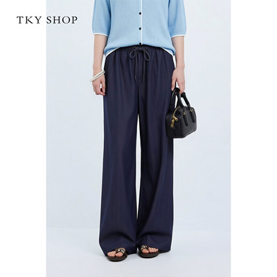TKYSHOP高腰抽绳阔腿裤