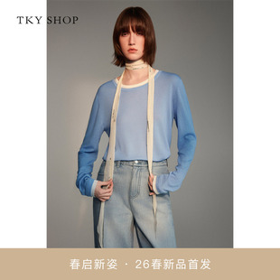 SHOP假两件撞色毛衣2026春新款 商场同款 TKY 10J1MA02A005 针织衫