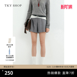 SHOP通勤风休闲西装 简约百搭裤 短裤 短款 子宽松显瘦显高 女春季 TKY