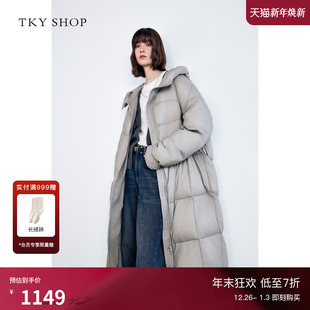 防风保暖长款 TKY 新款 连帽羽绒服女冬季 鹅绒服加厚保暖 SHOP时尚