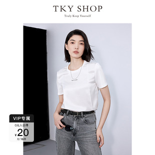 TKY 简约气质t恤 SHOP缎面光泽高级感短袖 上衣2025夏新品