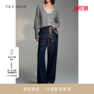 商场同款 直筒裤 TKY 2026春新款 10J1OA03B049 SHOP高腰阔腿牛仔裤