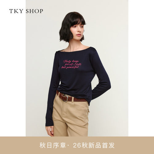 TKYSHOP一字领长袖T恤