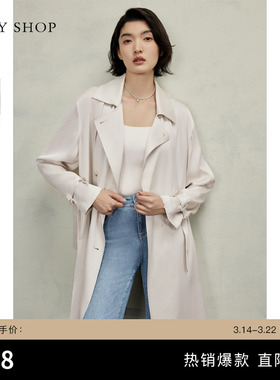 TKY SHOP英伦风中长款时尚风衣女时髦系带收腰显瘦廓形气质外套