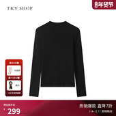 内搭保暖羊毛衫 TKY 女修身 百搭打底衫 SHOP黑色半高领长袖 针织衫