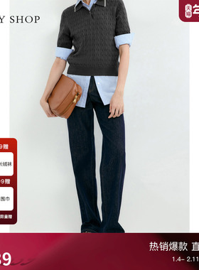 [商场同款]TKY SHOP卷边牛仔长裤2025春新款直筒裤10I1OA04B058