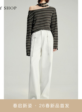 [商场同款]TKY SHOP高腰阔腿牛仔裤2026春新款直筒裤10J1OA04B050