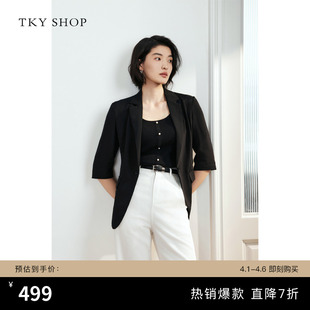 西服休闲西装 TKY 轻职场正装 新款 SHOP黑色真丝女士西装 外套夏季
