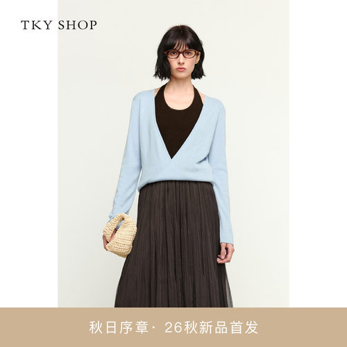 TKYSHOP挂脖假两件针织衫