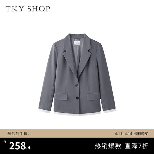 TKYSHOP长袖时尚拼接西装外套