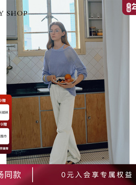 [商场同款]TKY SHOP白色牛仔裤女宽松直筒裤休闲长裤10I1OA01J012