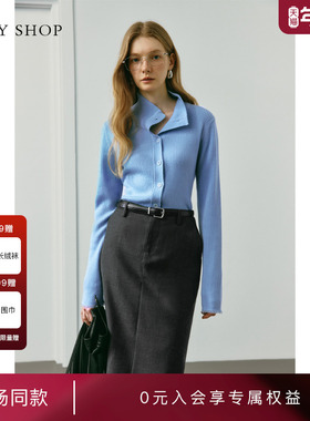 [商场同款]TKY SHOP翻领毛开衫女2025秋新款针织衫10I1MA03L035