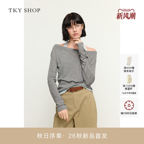 TKYSHOP挂脖假两件长袖T恤