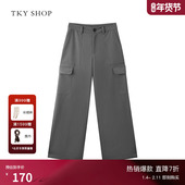 SHOP灰色工装 休闲裤 裤 薄款 TKY 大口袋工装 子女夏季 宽松运动阔腿裤