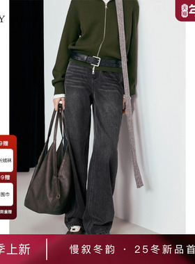 [商场同款]TKY SHOP直筒牛仔长裤2025冬新款加绒显瘦10I1OA02P049