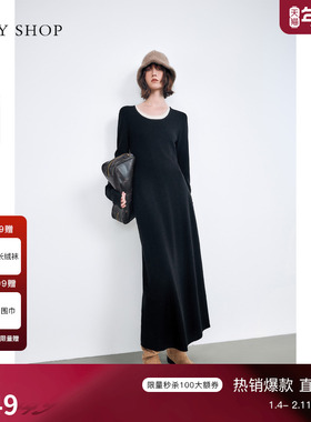 [100%羊毛]TKY SHOP简约毛衫连衣裙2025冬季新款气质优雅慵懒长裙