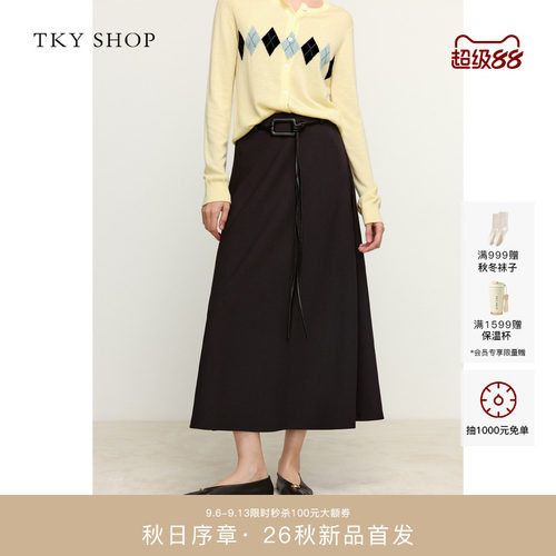 TKYSHOP腰带西装半裙