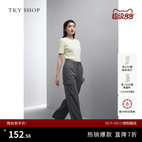 灰色工装裤百搭阔腿裤
