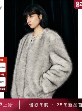 [商场同款]TKY SHOP短款仿皮草外套2025冬新款厚外套10I1DA04R079