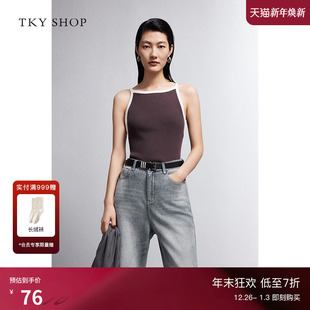 简约时尚 TKY 新款 针织吊带背心女春季 内搭 SHOP撞色修身
