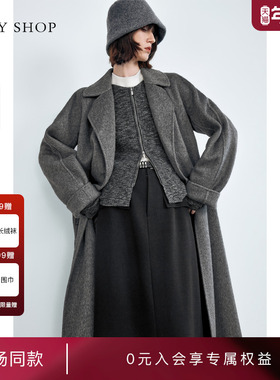 [商场同款]TKY SHOP长款羊毛大衣女2024冬季新款毛呢10H1GA06U019