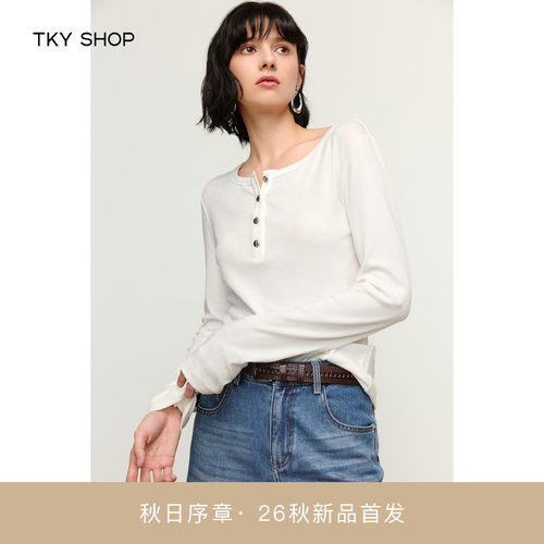 TKYSHOP圆领长袖T恤女
