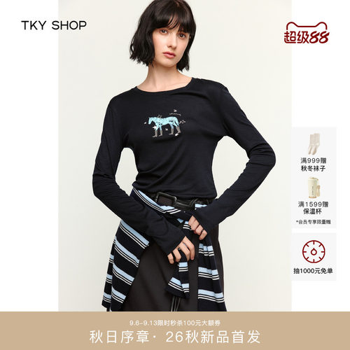 TKYSHOP印花长袖T恤女