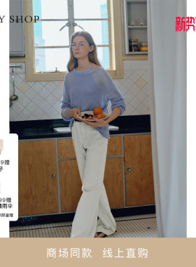 [商场同款]TKY SHOP白色牛仔裤女宽松直筒裤休闲长裤10I1OA01J012